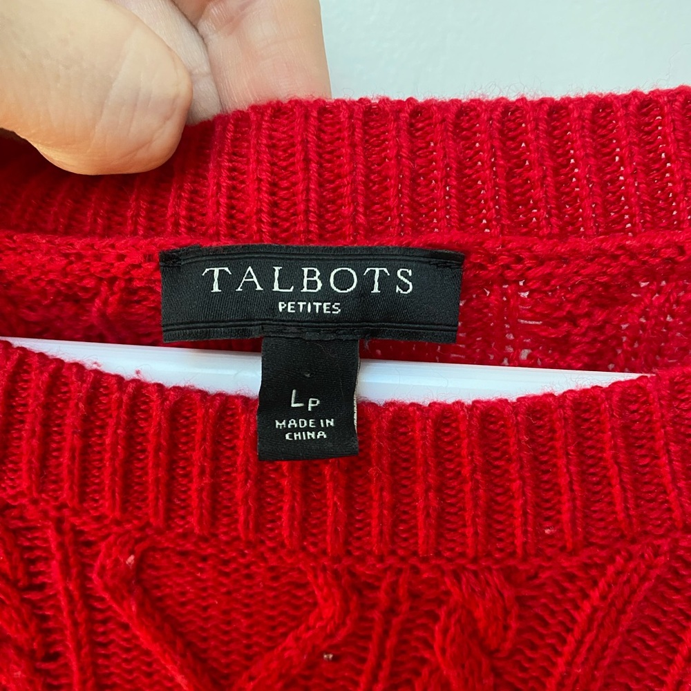Talbots Red Cable Knit Sweater - Picture 4 of 6